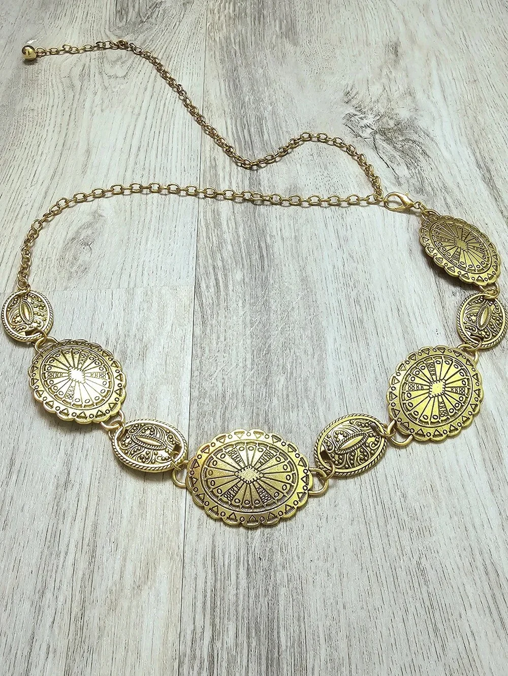 Geomertric Boho Antique-Gold Statement Belt